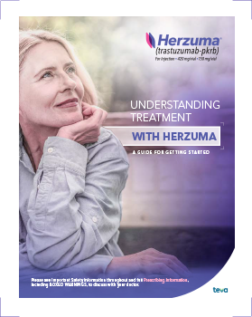 Front cover of the Herzuma Patient Brochure resource